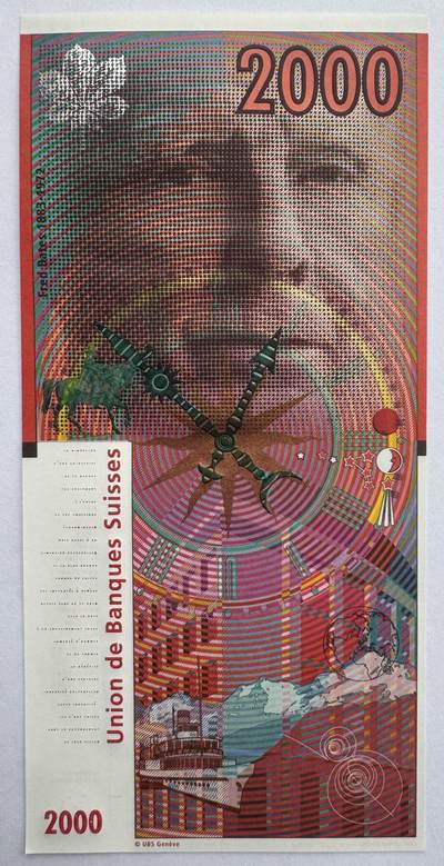 2026第2场（总第229期）：精品测试钞、连体钞综合场 - 瑞士银行联盟 法国设计师“普杰”2000面额测试钞UNC