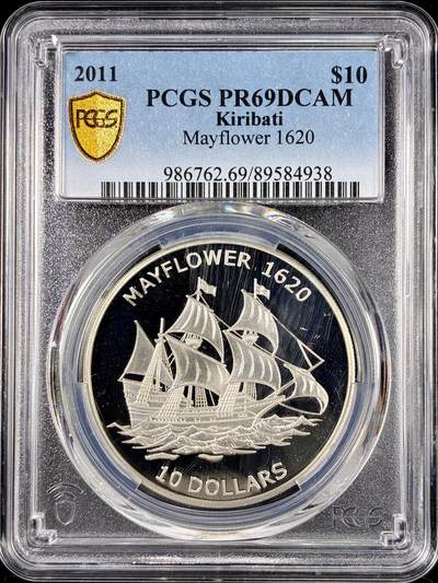 【雨安】【直播拍卖】【第0126期-评级币章】2026-01-24 周六 19:30 - [评级现代] Kiribati 基里巴斯 10元 2011年 帆船 PCGS-PR69DCAM 精制币