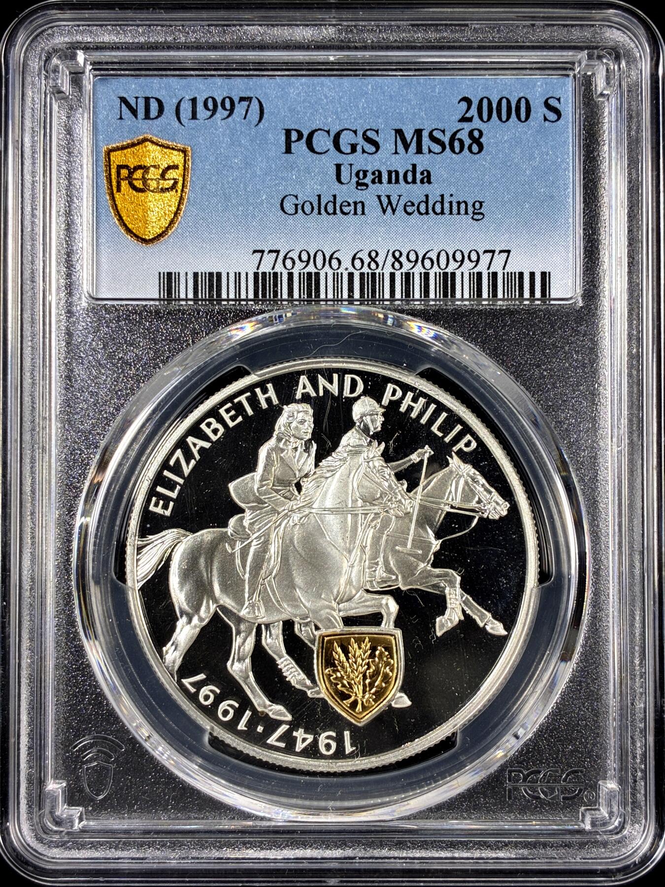 【雨安】【直播拍卖】【第0126期-评级币章】2026-01-24 周六 19:30 [评级现代] Uganda 乌干达 2000先令 1997年 金婚  PCGS-MS68