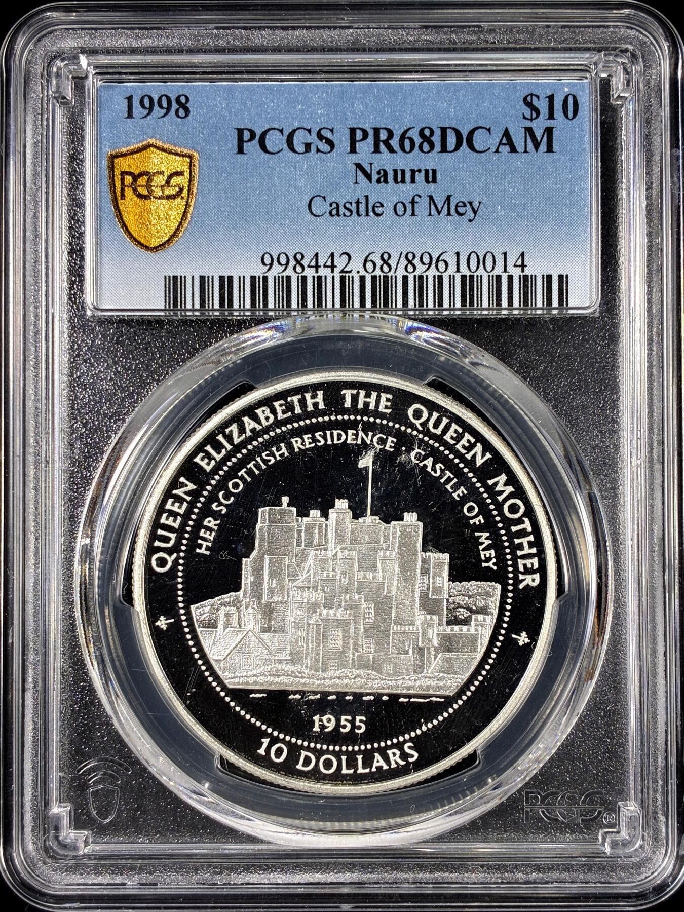 【雨安】【直播拍卖】【第0126期-评级币章】2026-01-24 周六 19:30 [评级现代] Nauru 瑙鲁 10元 1998年 梅伊城堡 PCGS-PR68DCAM 精制币