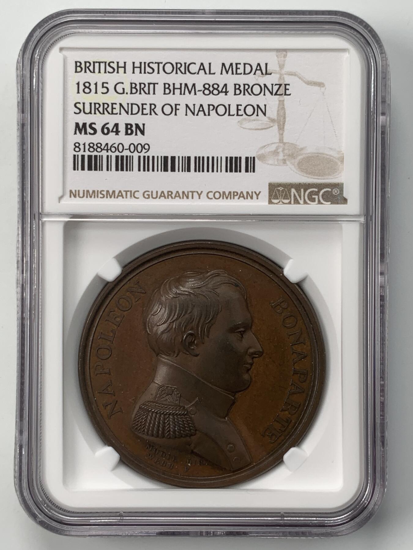 掌中浮雕-藏着的欧洲第050场 NGC MS64 : 1815年拿破仑于柏勒洛丰号战列舰上投降，41mm