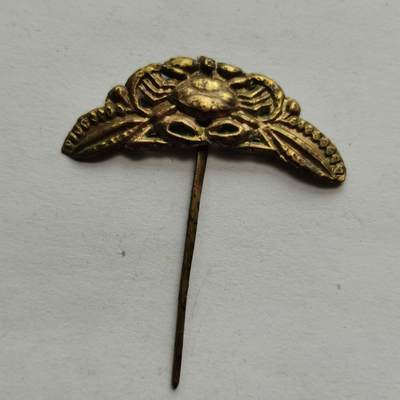杂件专场95期 - 清代鎏金发簪，螃蟹花纹