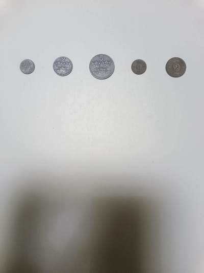 【20260122】非全新纸币和硬币第328场 - 瑞典5枚硬币不同版本