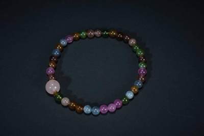 上海都达杂项专场三（全场包邮） - 天然五彩糖果色碧玺手链86-325