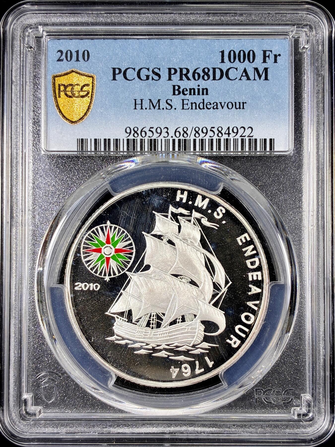 【雨安】【直播拍卖】【第0126期-评级币章】2026-01-24 周六 19:30 [评级现代] Benin 贝宁 1000法郎 2003年 英国皇家战舰奋进号 PCGS-PR68DCAM 精制币