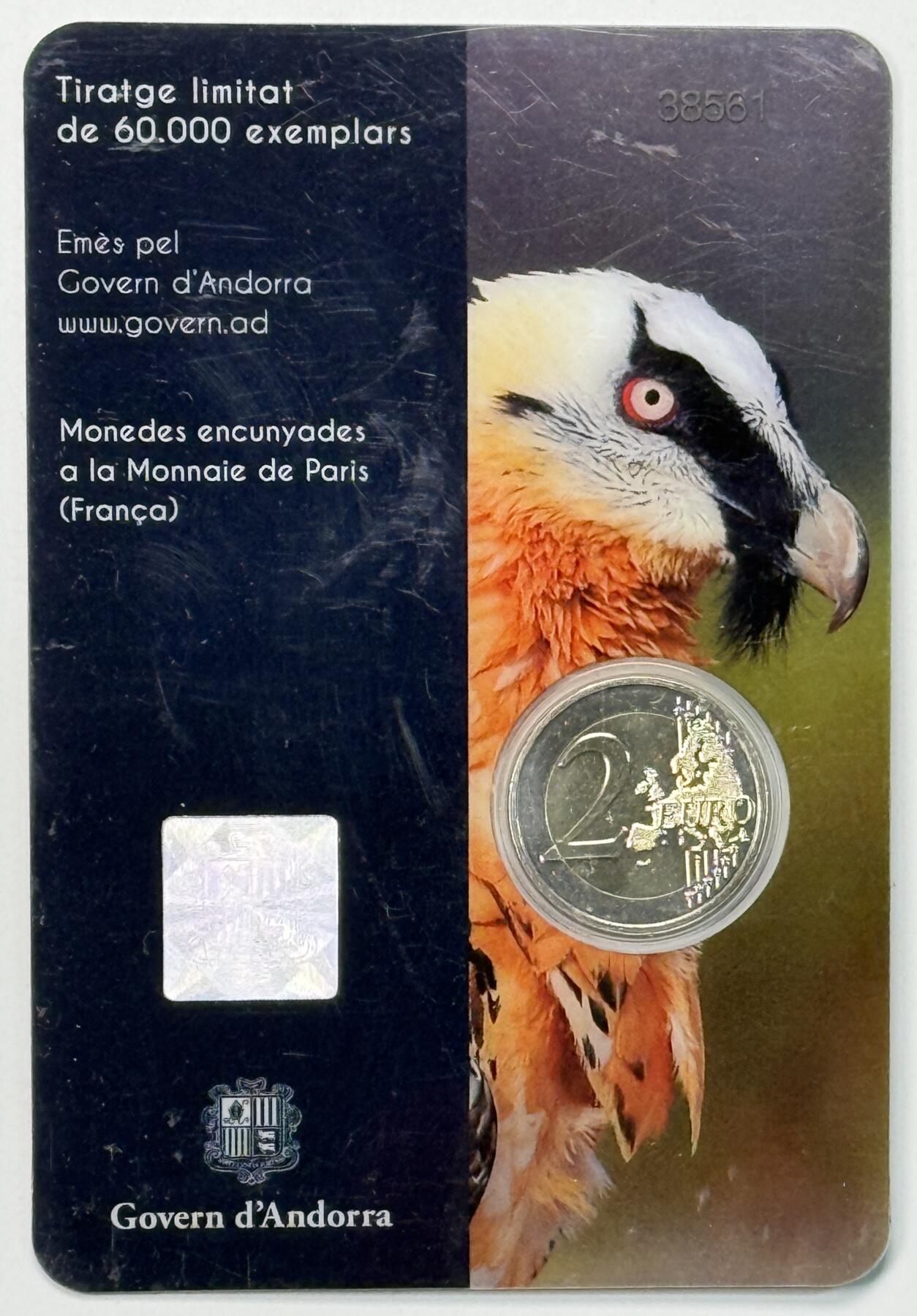 S&S Numismatic世界钱币-拍卖 第119期  安道尔2025年 胡秃鹰 2欧元双色纪念币官方卡币