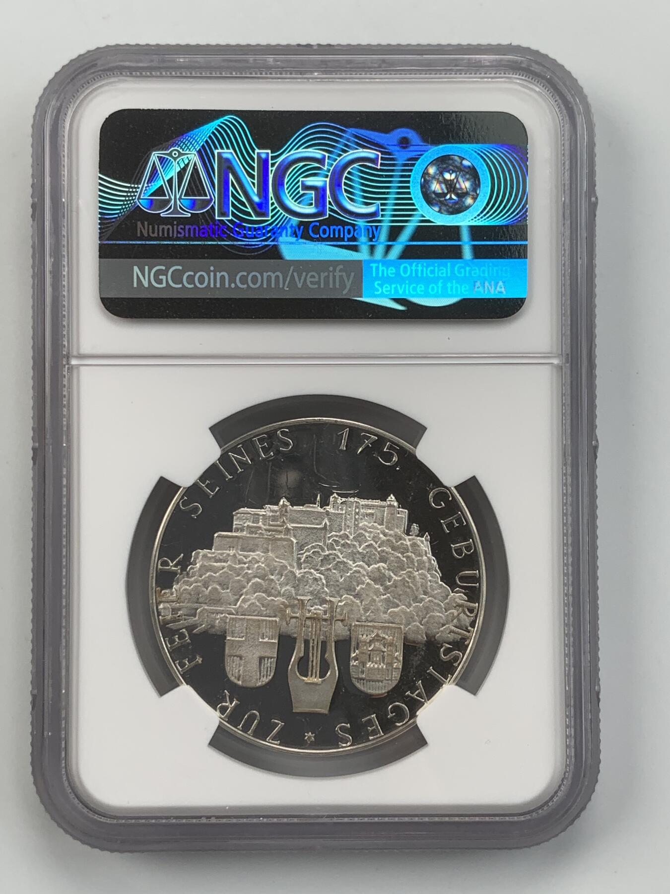 掌中浮雕-藏着的欧洲第050场 NGC PR :1931年奥地利莫扎特精致银章，35mm