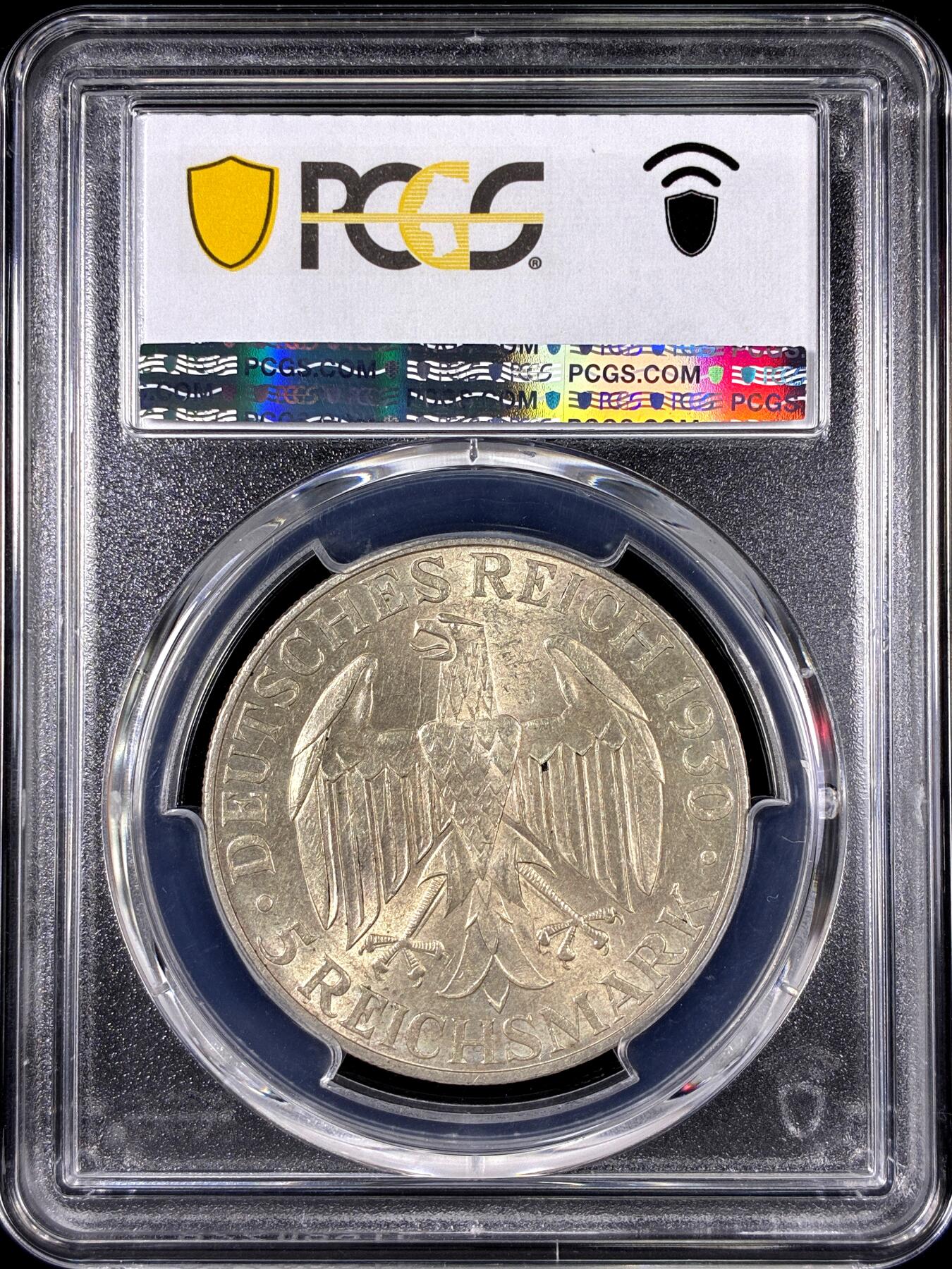 【雨安】【直播拍卖】【第0126期-评级币章】2026-01-24 周六 19:30 [评级德国] Germany 德国 魏玛 5马克 KM#68 飞艇 1930年  PCGS-MS64