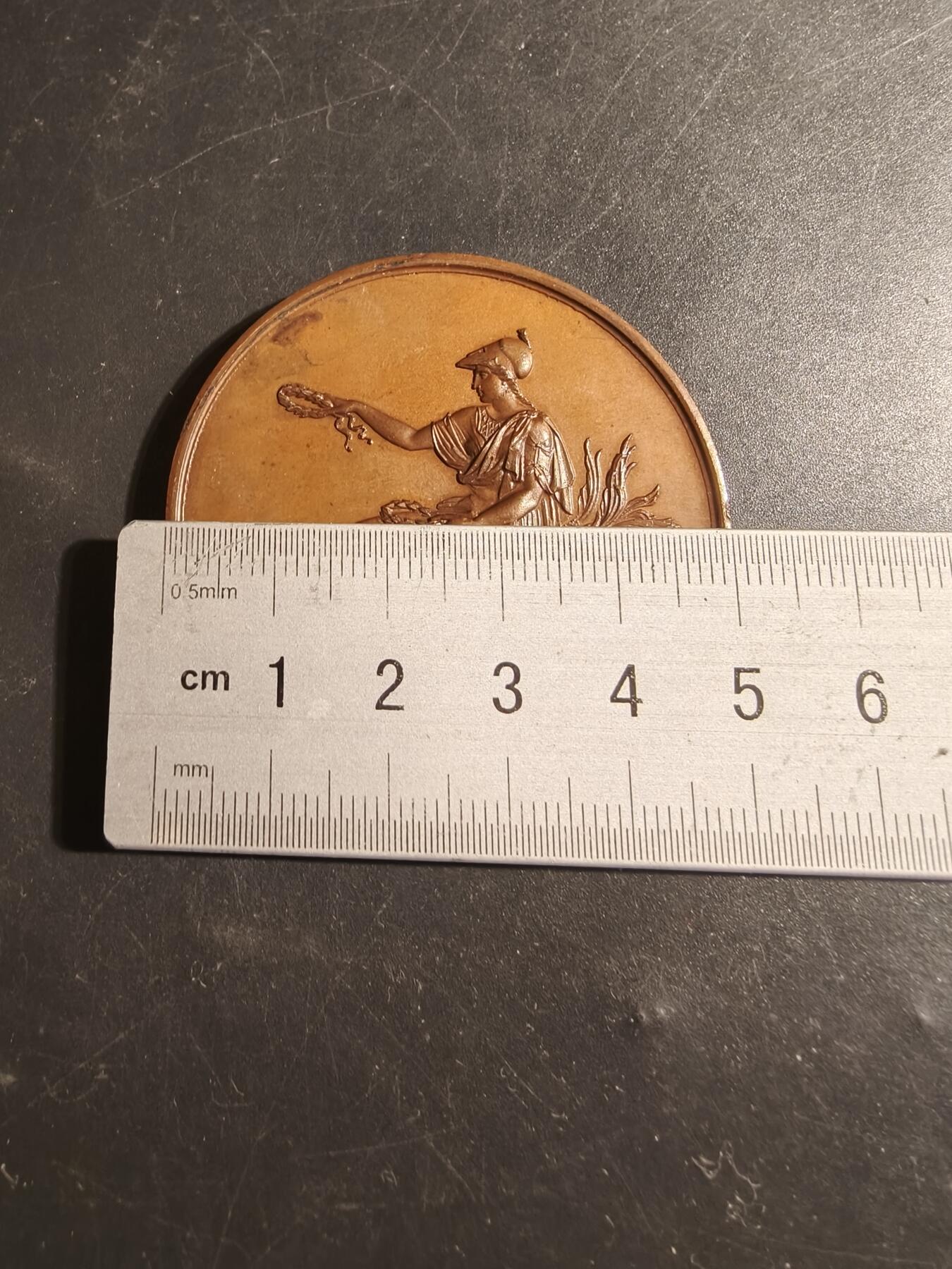 老王徽章第178期 法国1893年巴黎综合理工学院协会大铜章    坐姿玛丽安娜    直径50mm    重量64.7g