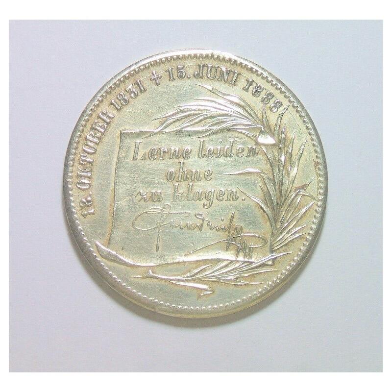 德国普鲁士1888年 腓特烈三世高浮雕精制大镀银章 40MM