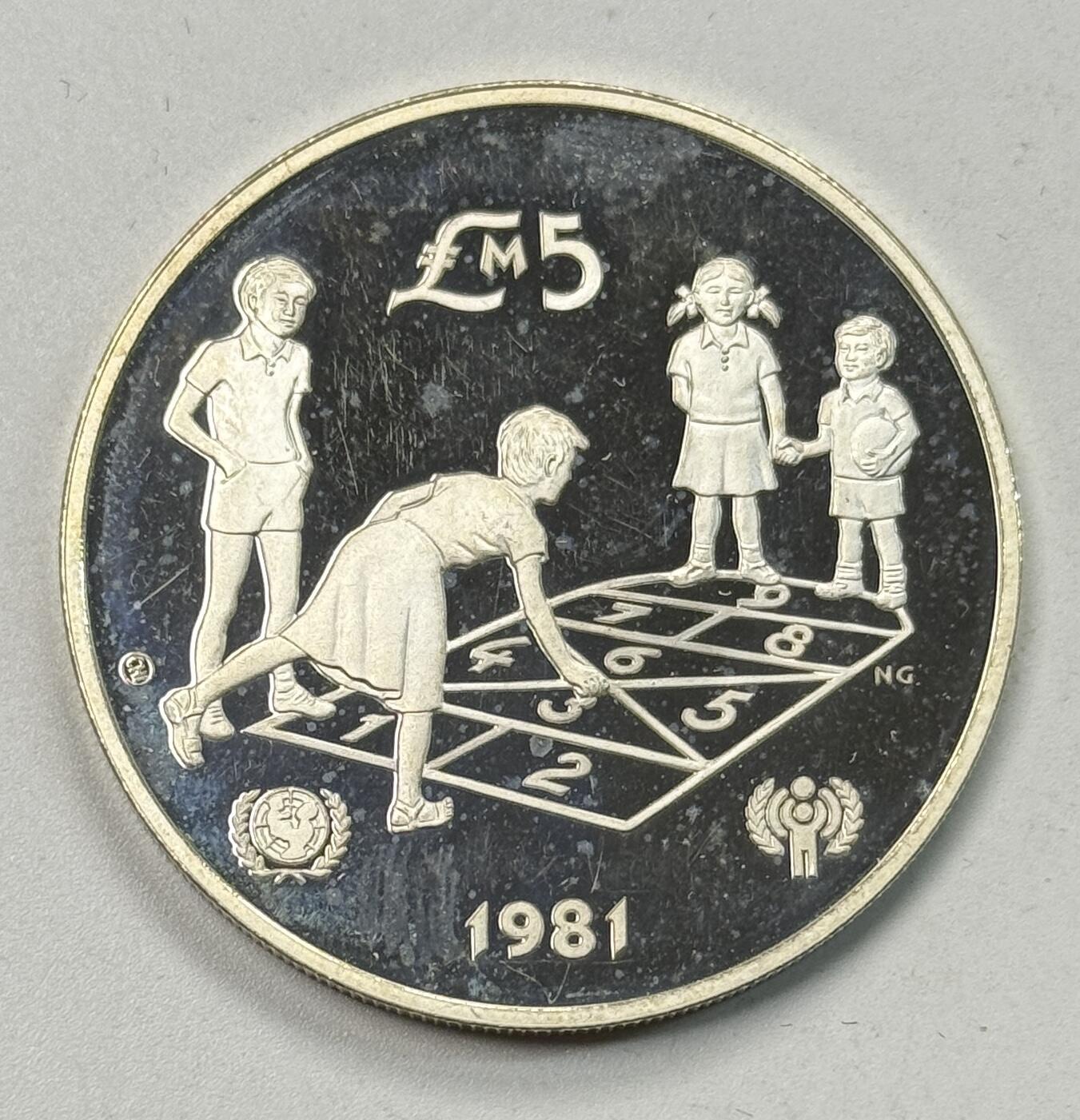 S&S Numismatic世界钱币-拍卖 第119期  马耳他1981年 国际儿童年 5里拉精制纪念银币 28.28克925银