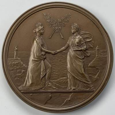 掌中浮雕-藏着的欧洲第050场 - 1903年法国总统埃米尔·卢贝访问英国纪念，64mm，原盒有破损