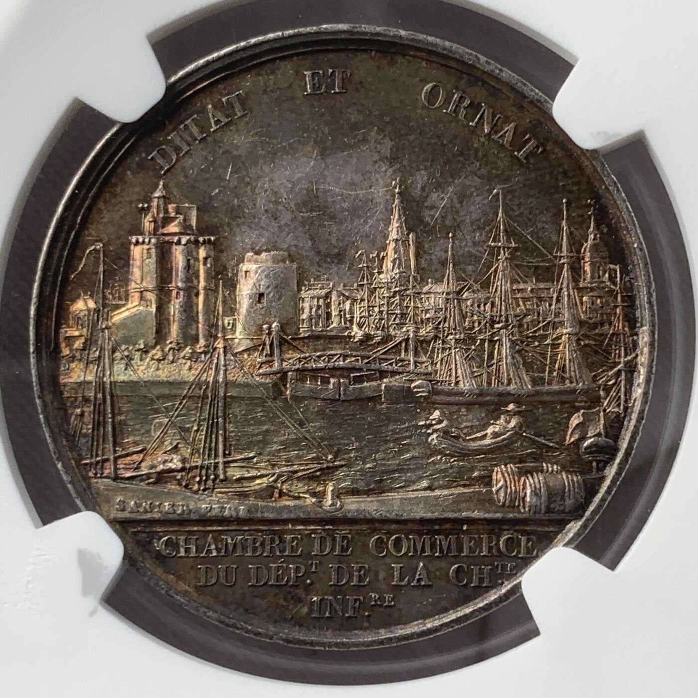 掌中浮雕-藏着的欧洲第050场 NGC MS61 : 法国下夏朗德商会银章，33mm