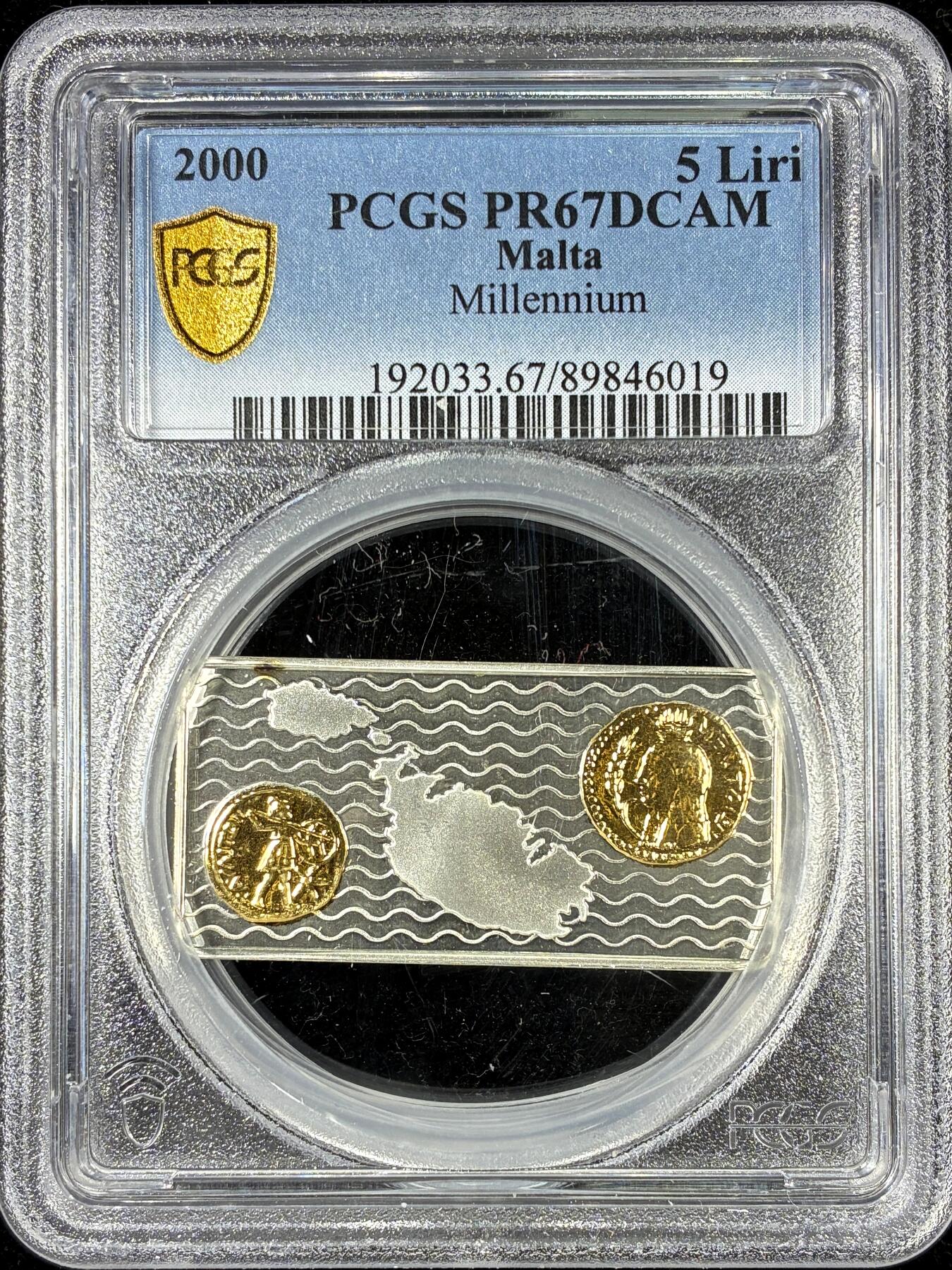 【雨安】【直播拍卖】【第0126期-评级币章】2026-01-24 周六 19:30 [评级现代] Malta 马耳他 5里拉 2000年 千禧年 银币 PCGS-PR67DCAM 精制币