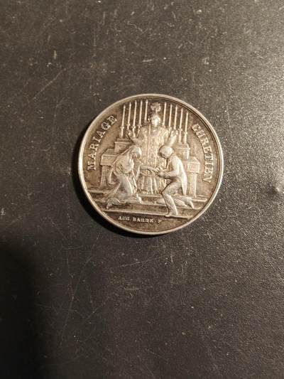 老王徽章第178期 - 法国银婚章    950银    直径24mm    重量5g