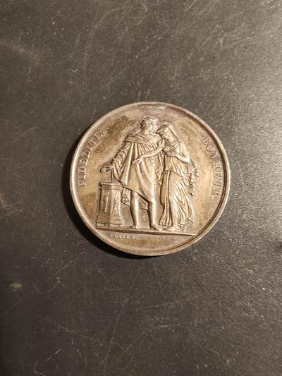 老王徽章第178期 - 法国银婚章    蜜蜂950银标    直径33mm    重量15.6g