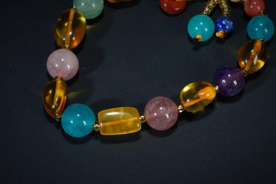 上海都达杂项专场五（全场包邮） 天然琥珀、蜜蜡、南红、紫水晶、草莓晶、天河石、绿草莓、青金石等多宝手串87-294