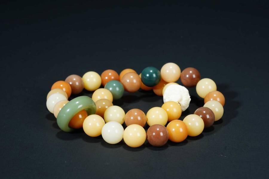 上海都达杂项专场五（全场包邮） 多彩菩提圆珠双圈手串87-280