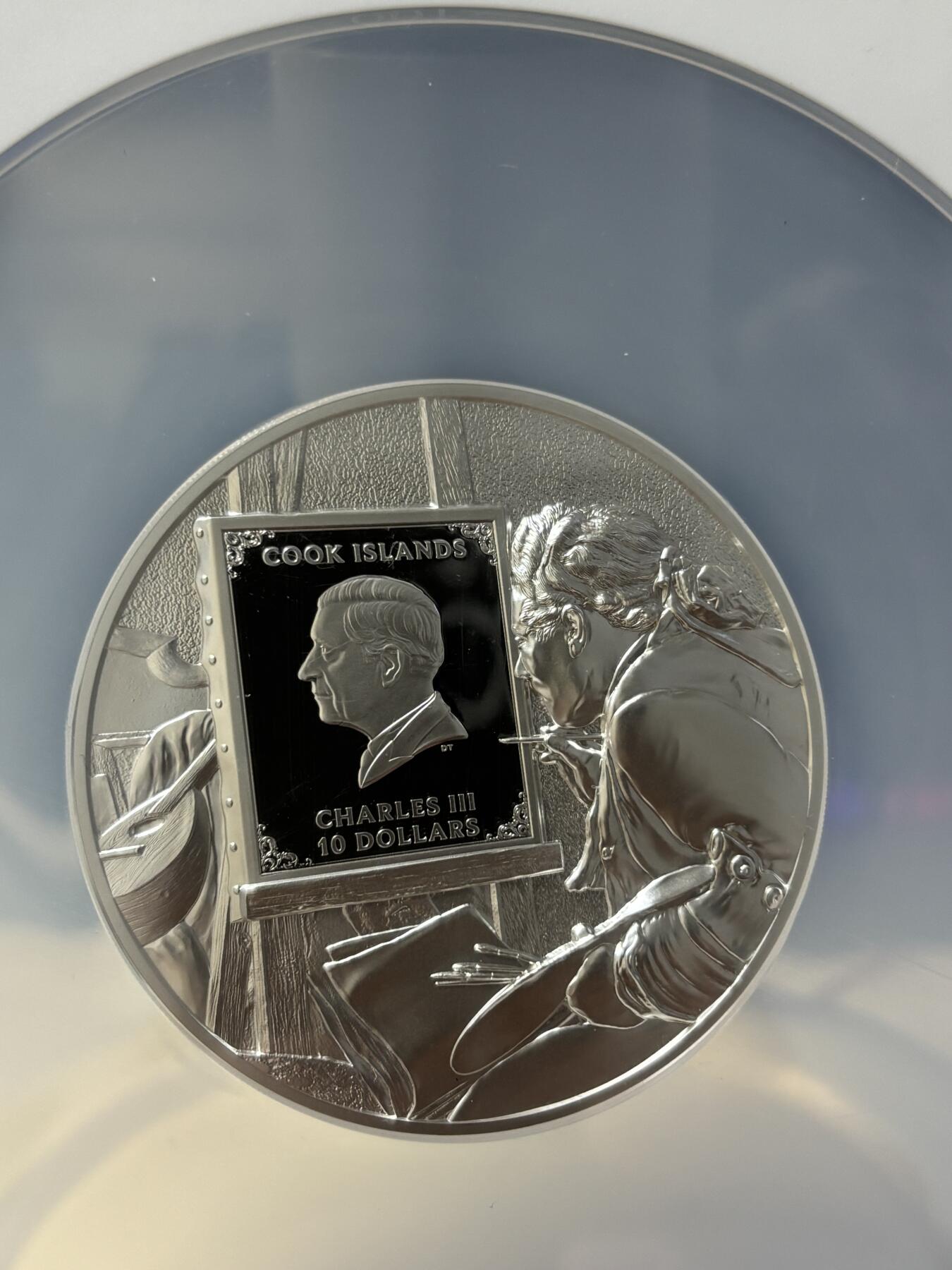 第189期拍卖 库克2024年绘画大师雷诺阿银币NGC-PF70首无盒无证书，9999银，发行999枚