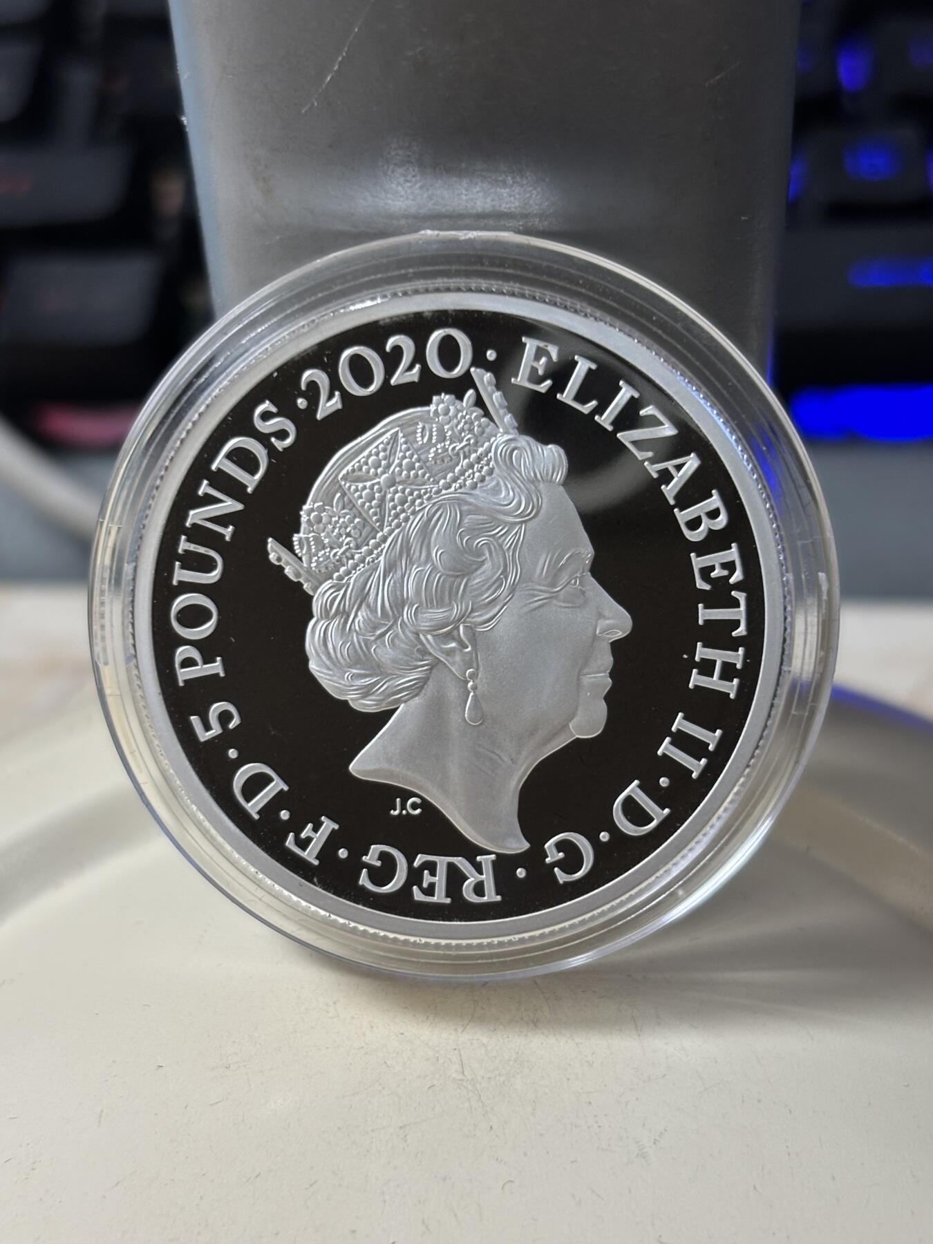 第189期拍卖 英国2020年007系列2永远的詹姆斯邦德2盎司银币，999银，发行2007枚