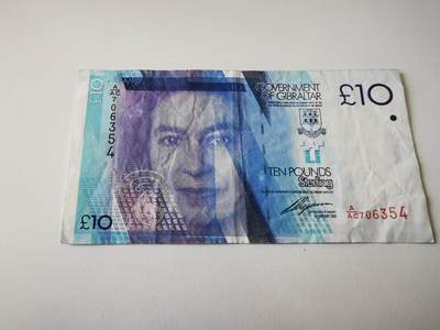 零零发流通品外国纸币拍卖 无佣金 - 直布罗陀10镑