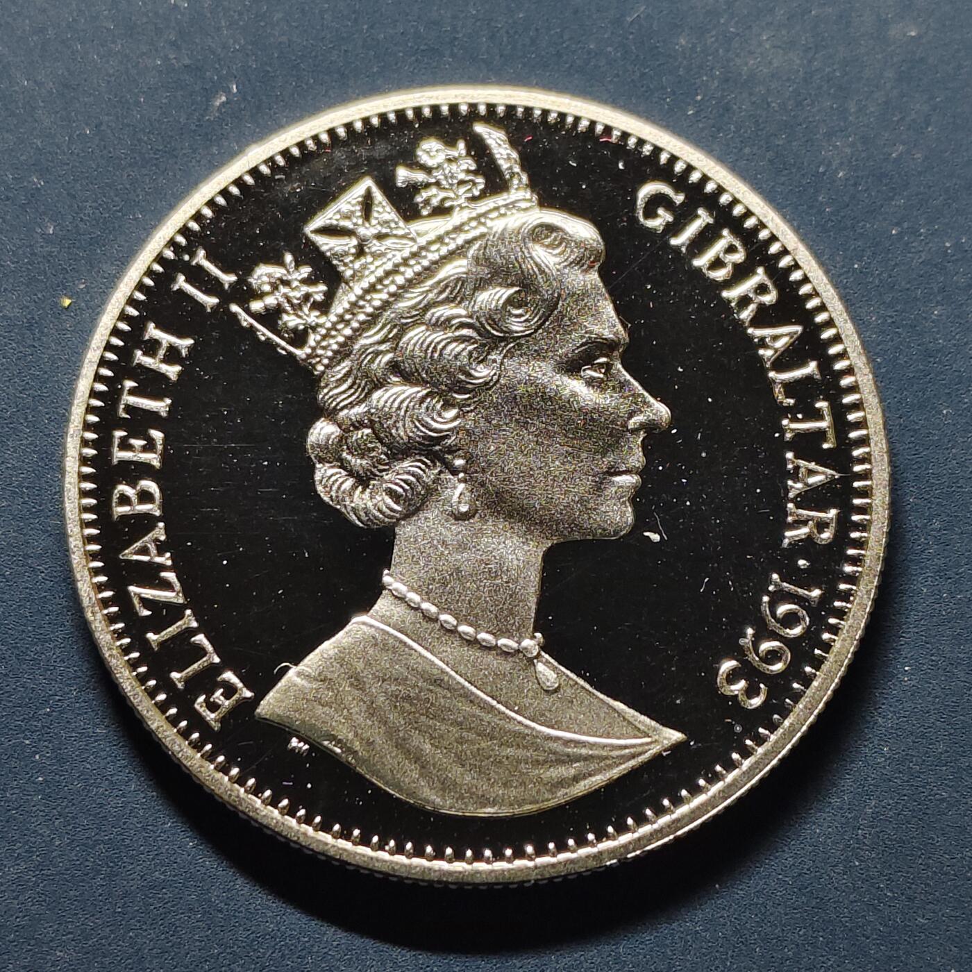 【全场包邮】纯粹捡漏拍496场-持续更新中 直布罗陀1993年2.8埃居欧洲隧道克朗型PL纪念币