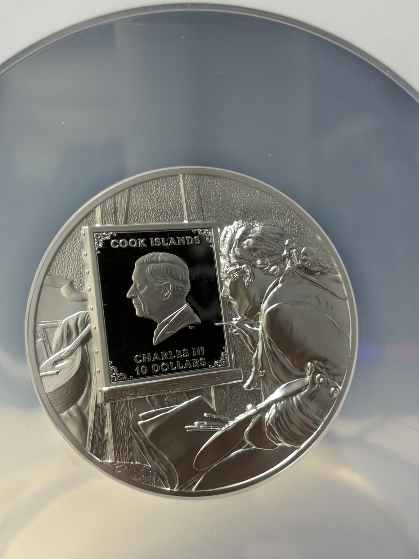 第189期拍卖 库克2024年绘画大师雷诺阿银币NGC-PF70首无盒无证书，9999银，发行999枚