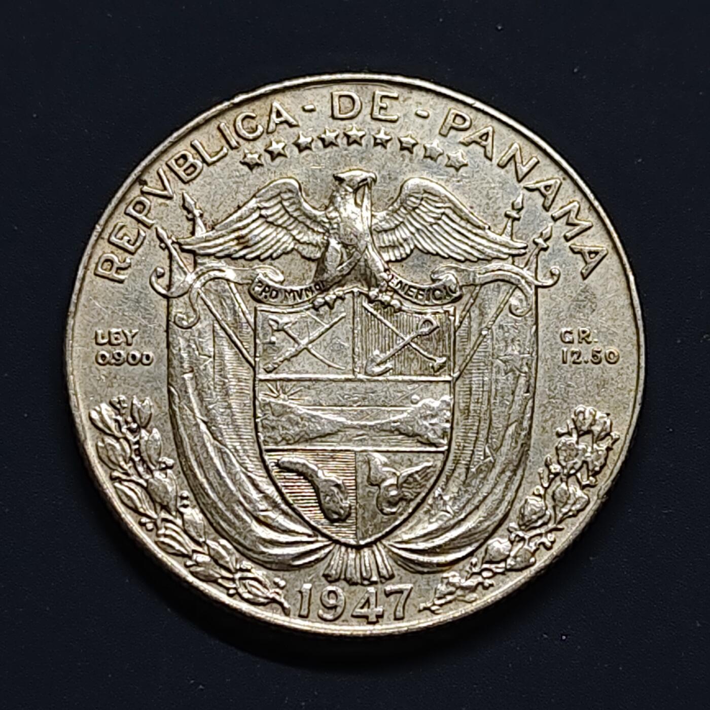 【全场包邮】纯粹捡漏拍497场-持续更新中 巴拿马1947年1/2巴波亚银币【30.6毫米12.5克90%】