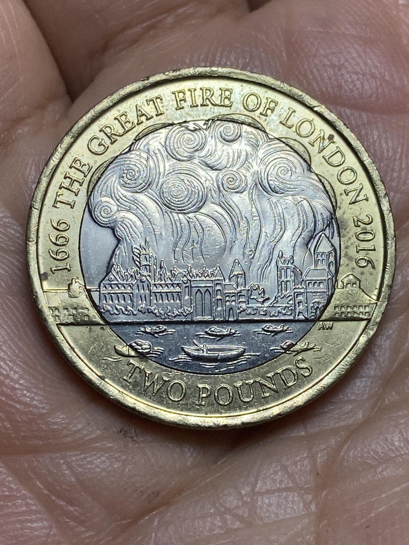 2026年第十三场(总第一百八十二场）外国好品散币场(免佣金) 英国🇬🇧2016年2英镑(1666年伦敦大火事件350周年纪念币)