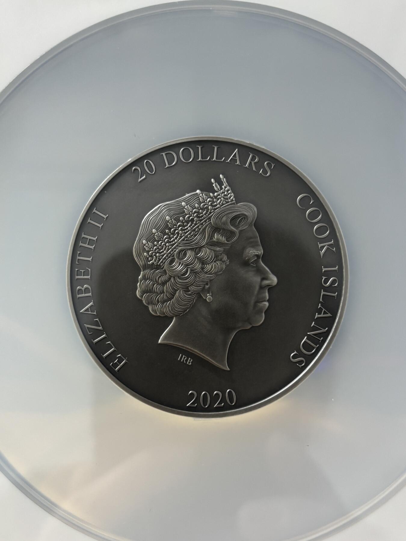 第189期拍卖 库克2020年泰坦神火神3盎司高浮雕银币NGC-MS70首无盒无证书，999银，发行333枚