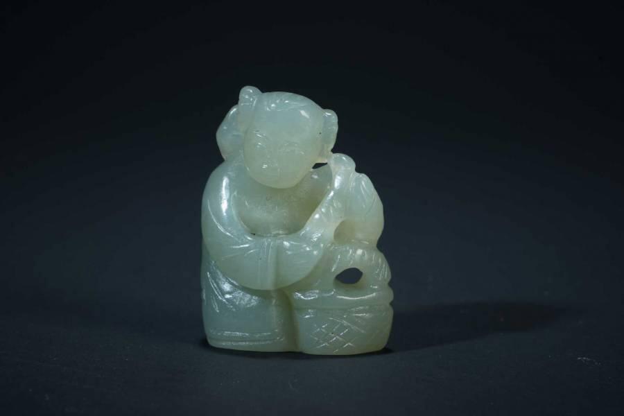 上海都达杂项专场五（全场包邮） 和田玉雕小童子摆件87-159