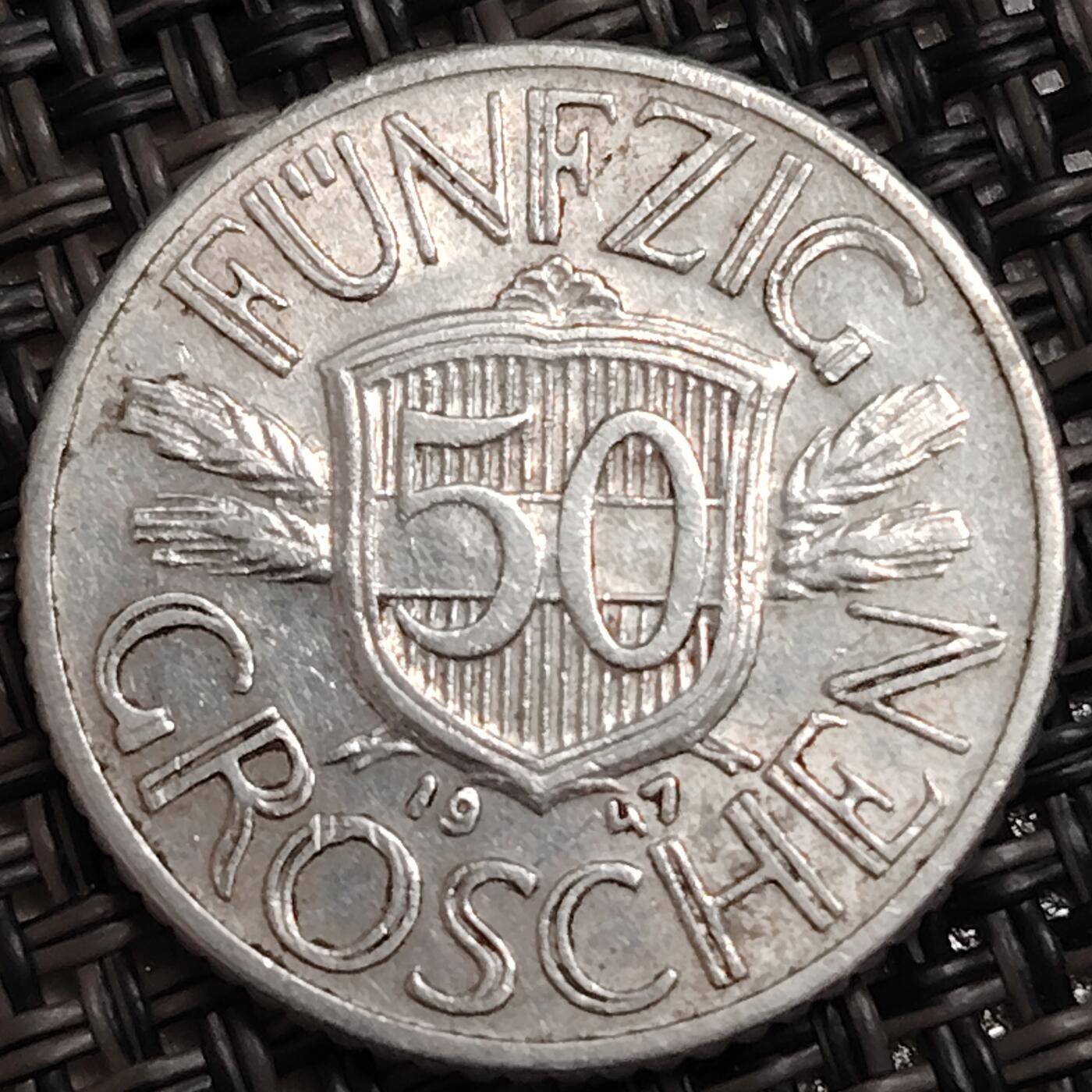 布加迪🐬～世界钱币(上海)🌾第 271 期 /  各国套币和散币 奥地利🇦🇹 1947年 50格罗申