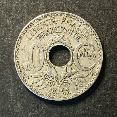 逸泉钱币2026A第五场A各国纸币沙俄散币纪念币系列A702-882 - 712 法国10分中孔铜镍币