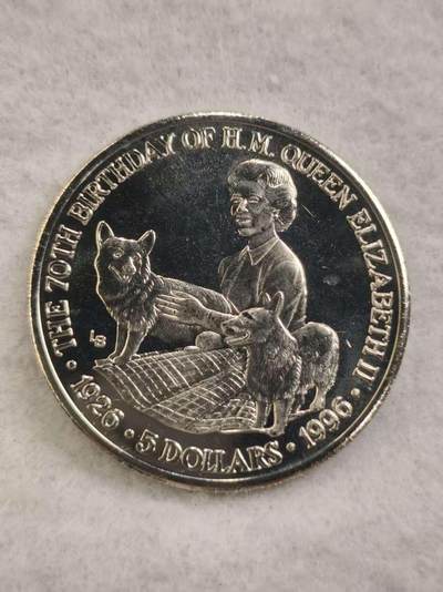 G&W世界散币，银币处理专场（第44场） - 特克斯凯克斯1996年5元  伊丽莎白二世70诞辰  克朗型