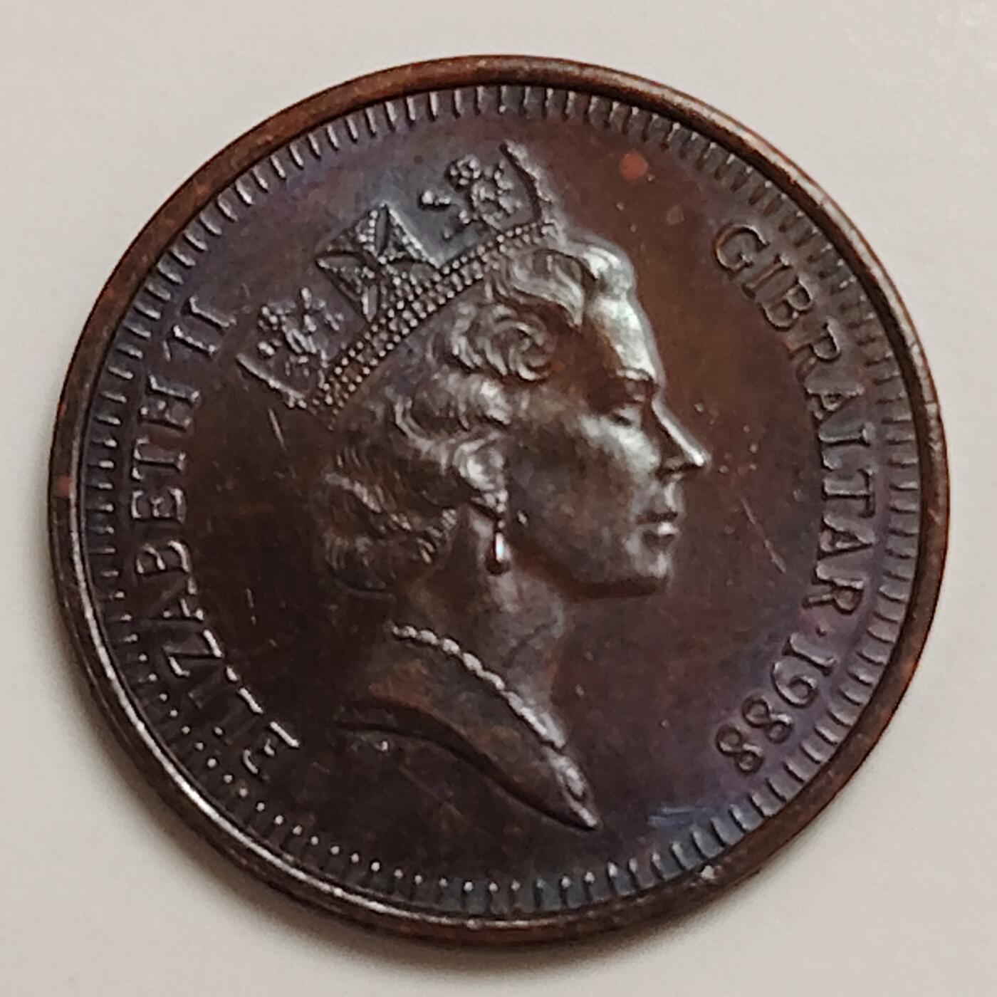 布加迪🐬～世界钱币(上海)🌾第 271 期 /  各国套币和散币 直布罗陀🇬🇮 1988年 1分