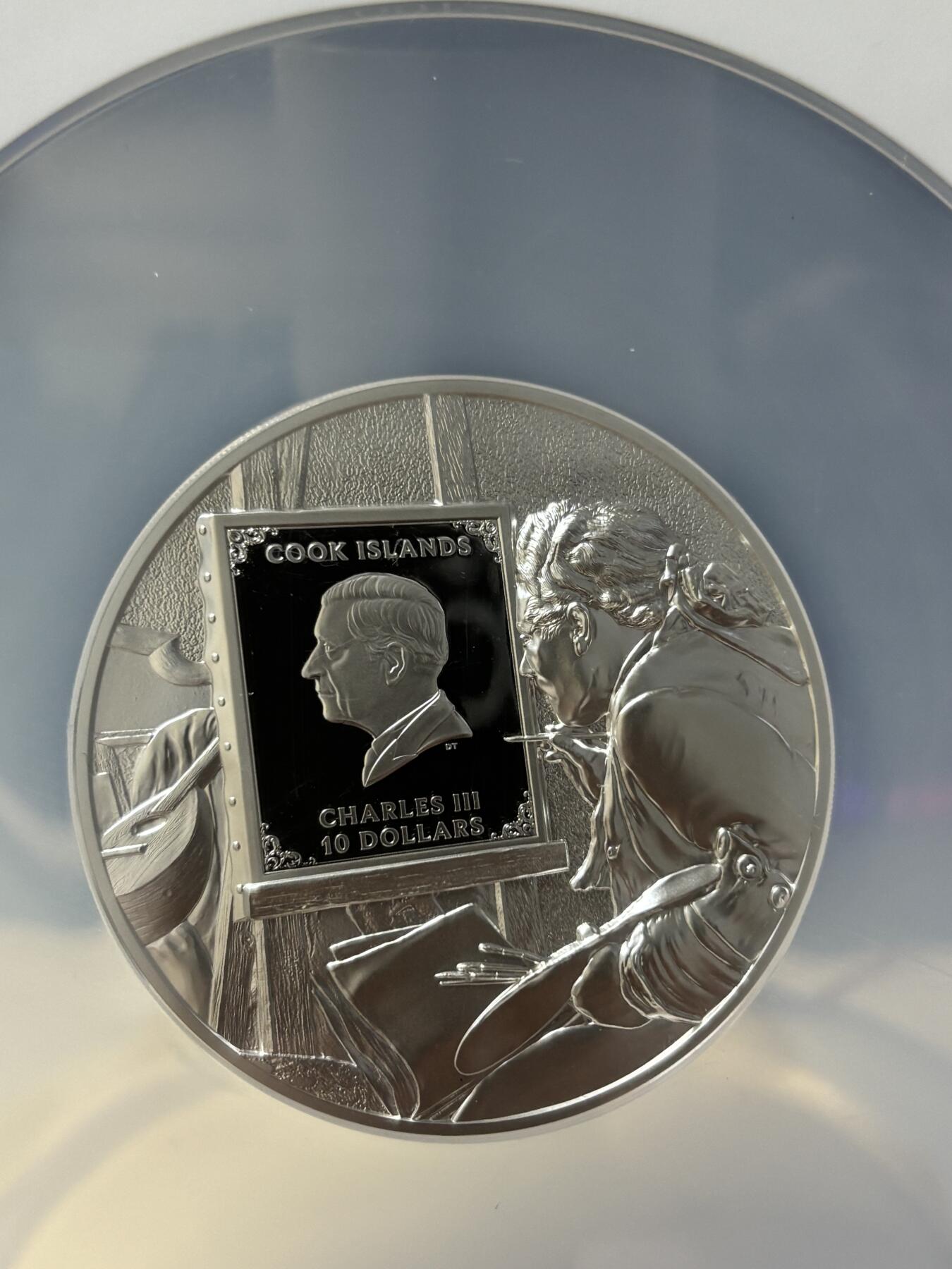 第189期拍卖 库克2024年绘画大师雷诺阿银币NGC-PF70首无盒无证书，9999银，发行999枚