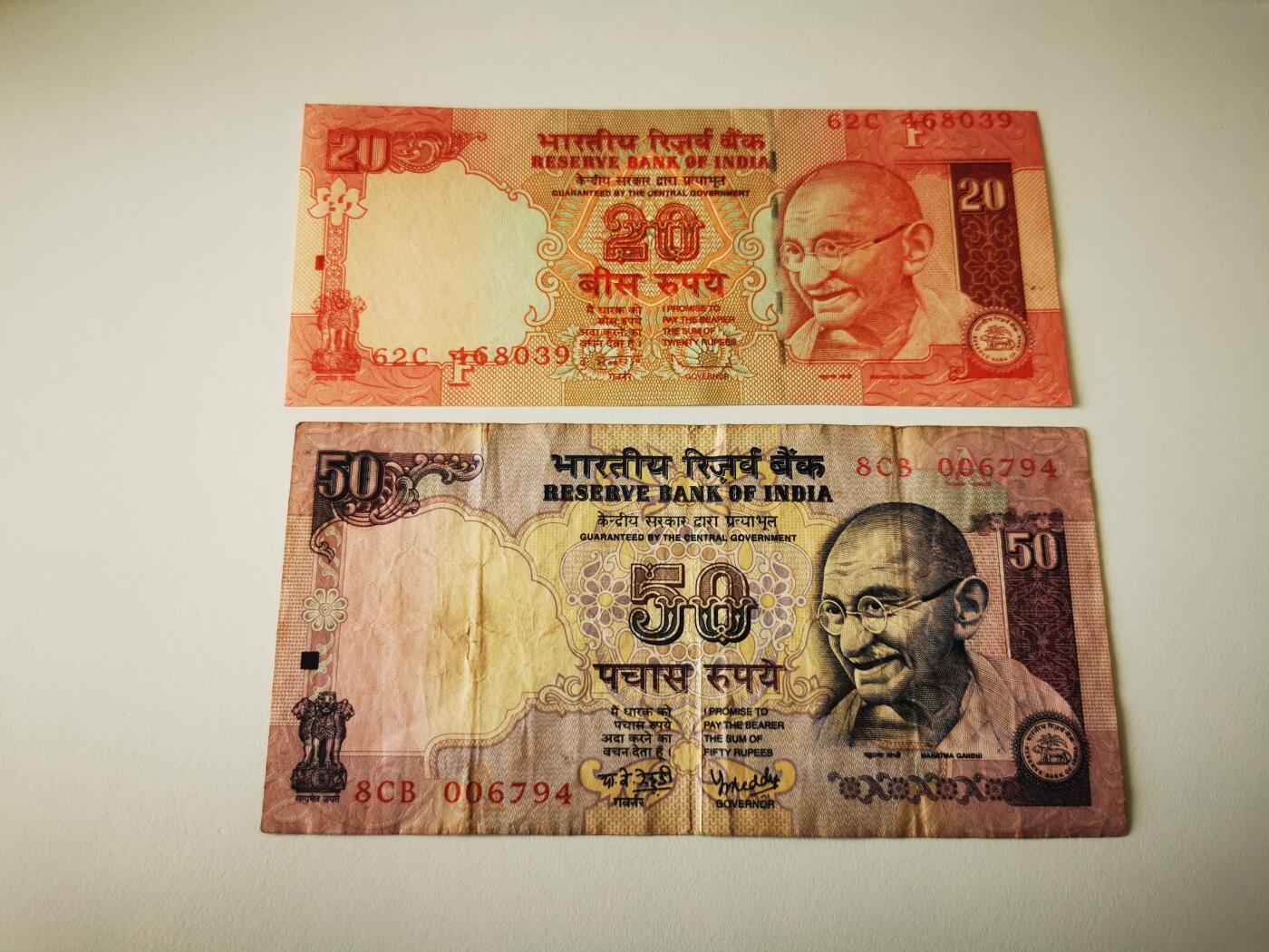 零零发流通品外国纸币拍卖 无佣金 印度两张