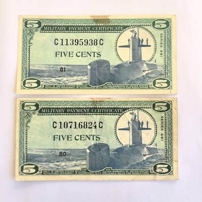 各国外币第109期 - 美国军票5分 661序列2张