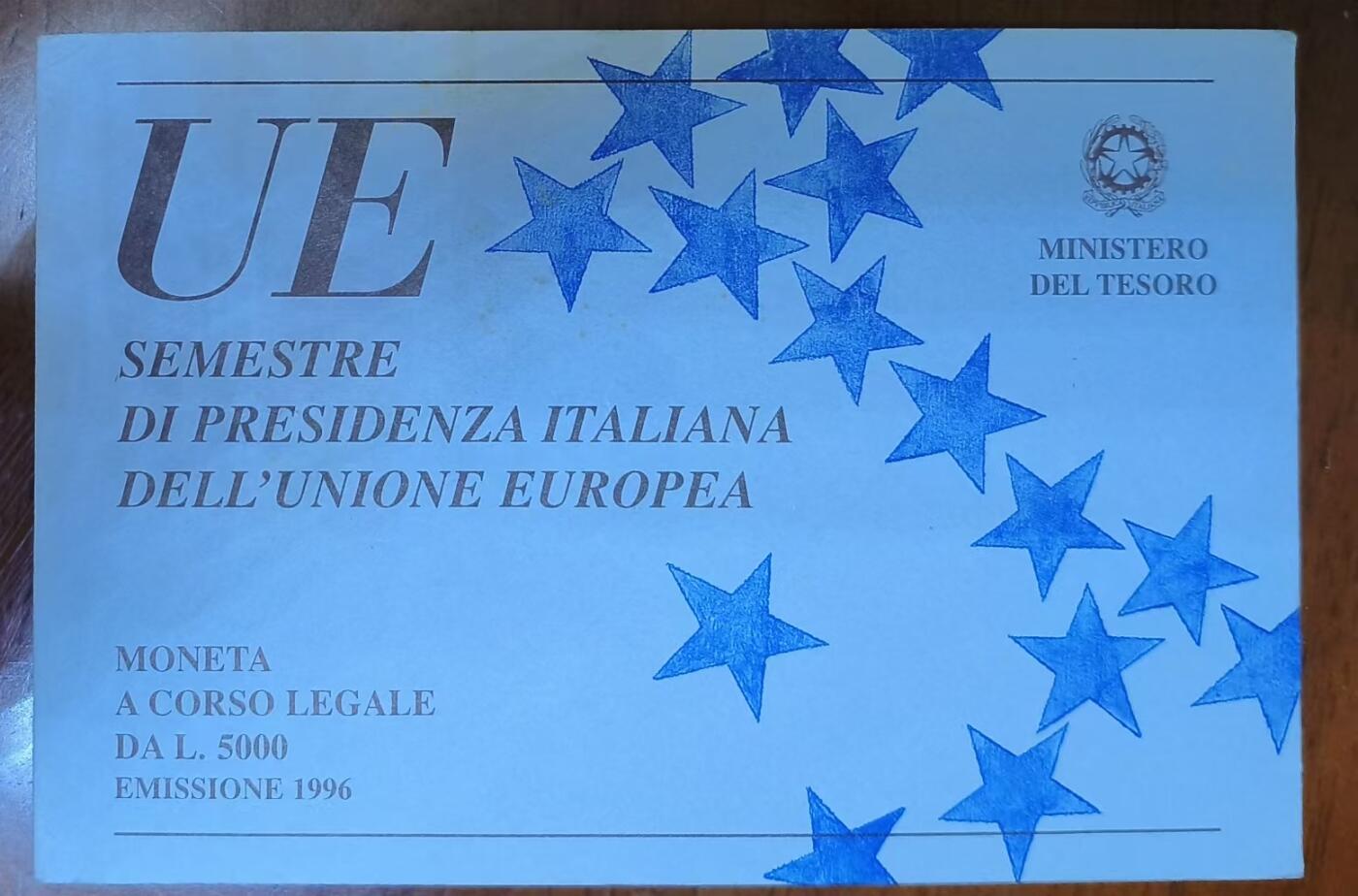 ❤️【币观天下】❤️ 第340期钱币拍卖- 2026.1.23周五晚上6点半场-长期征集拍品 意大利1996年欧盟轮值主席国5000里拉银币 含纯银15克