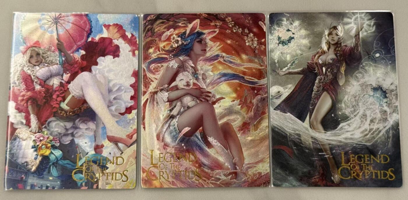 春节前倒数第三场！！龙虎卡牌-七三场（满200元包邮，无佣金，每周六结拍，欢迎送拍） 粗闪3张 谭壹盲包 legend of the cryptids游戏人物 一套