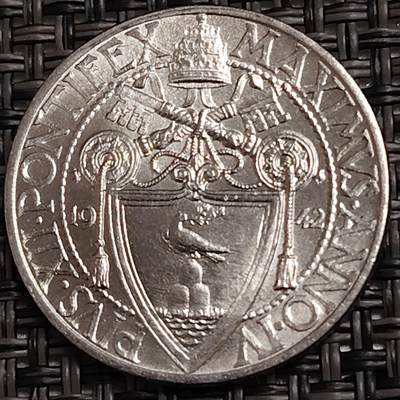 布加迪🐬～世界钱币(上海)🌾第 270 期 /  各国套币和散币 - 梵蒂冈🇻🇦 1942年 50分不锈钢币