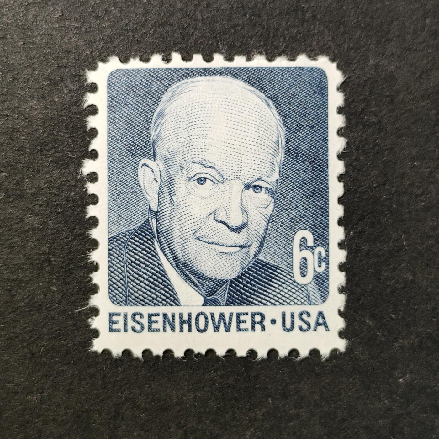 ↓君缘收藏719期☞钱币邮品↓无佣金、可寄存、满30元包邮  美国邮票，1970年美国第34任总统艾森豪威尔邮票雕刻版1全