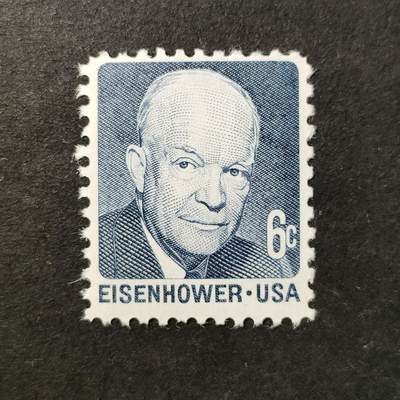 ↓君缘收藏719期☞钱币邮品↓无佣金、可寄存、满30元包邮  - 美国邮票，1970年美国第34任总统艾森豪威尔邮票雕刻版1全