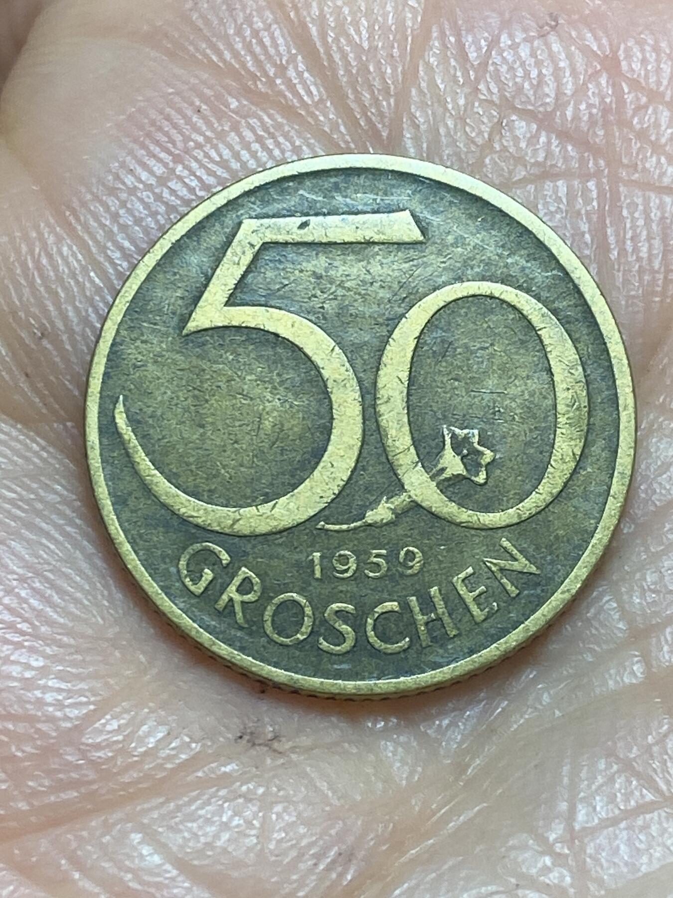 2026年第十三场(总第一百八十二场）外国好品散币场(免佣金) 少见年份–奥地利🇦🇹1959年50格罗申(二战后共和国时期第二版首发年)