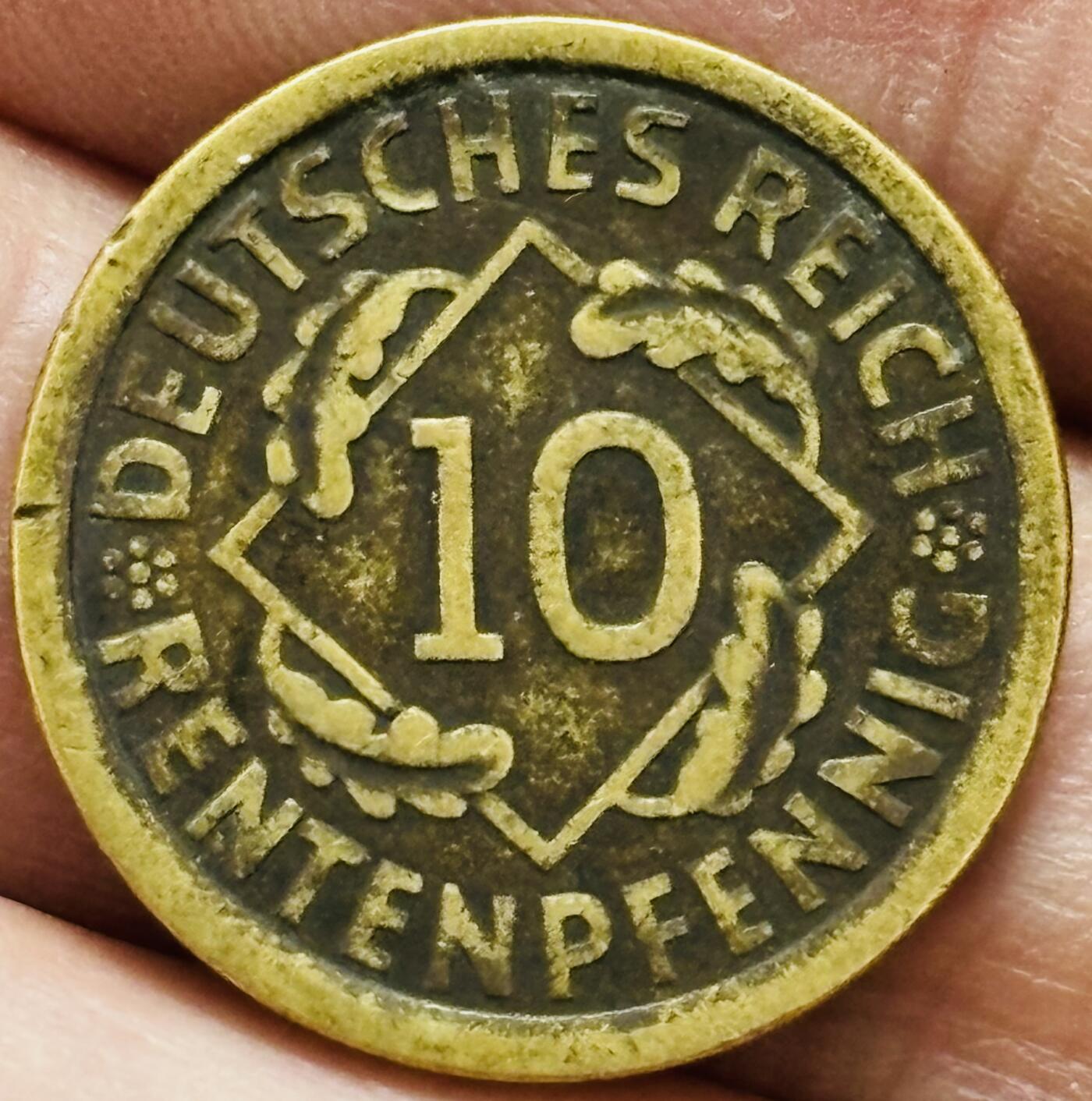 文馨钱币收藏 2026新年第四场（第 290 场）【长期接代拍品】 少见品种 1924 年魏玛共和国，地产抵押马克 10 芬尼铜币 A 版