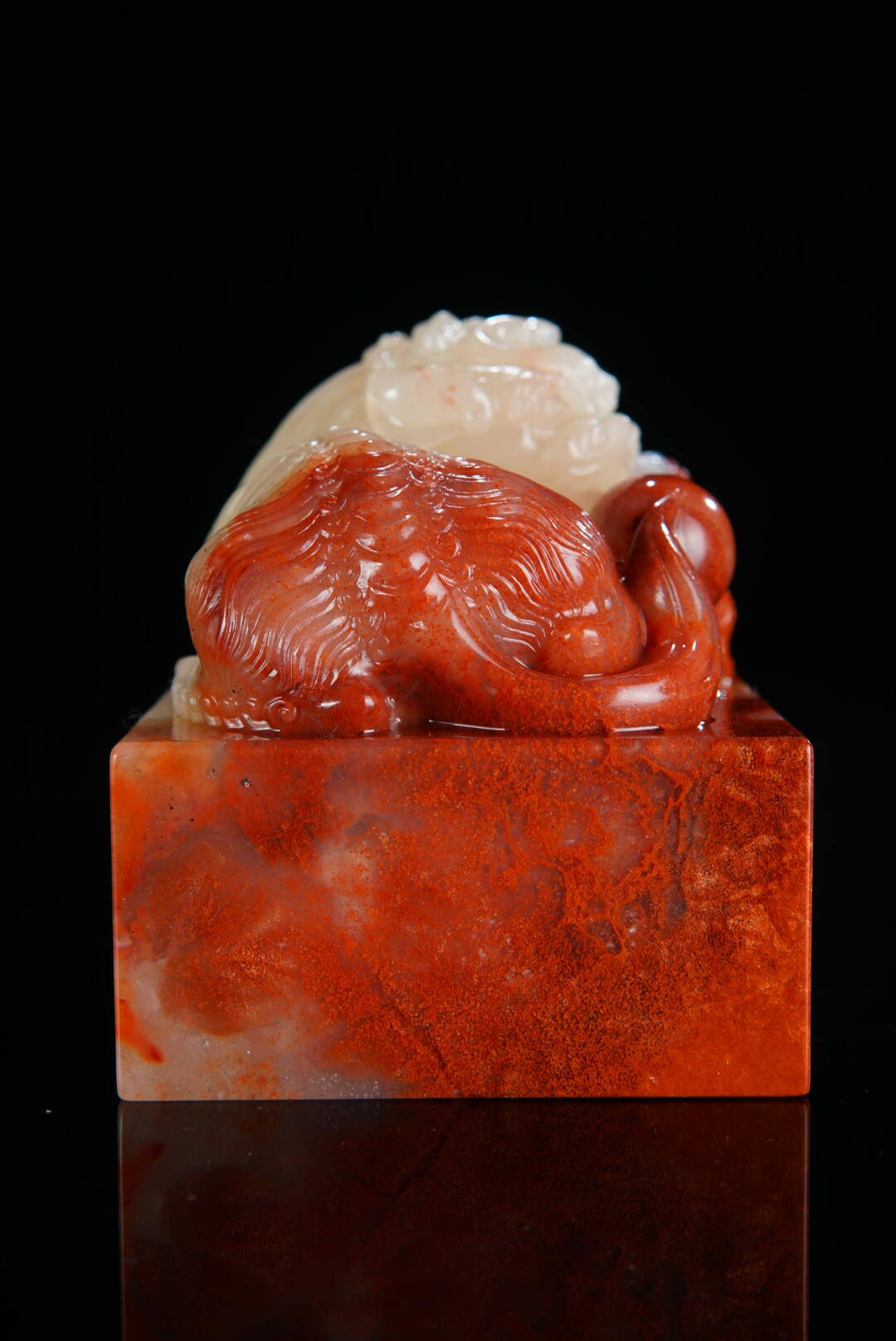 方寸藏珍·寿山田黄印章专场（一） 寿山高山石《双狮戏球》印玺