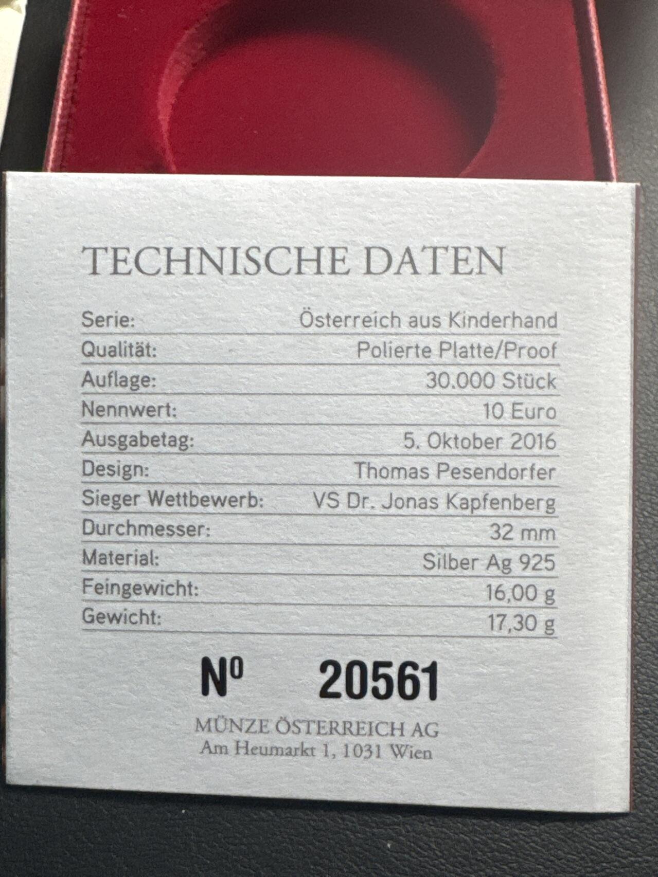 ❤️【币观天下】❤️ 第340期钱币拍卖- 2026.1.23周五晚上6点半场-长期征集拍品 奥地利联邦省系列银币 盒证齐全(面值10欧，重量17.3克)2016-2