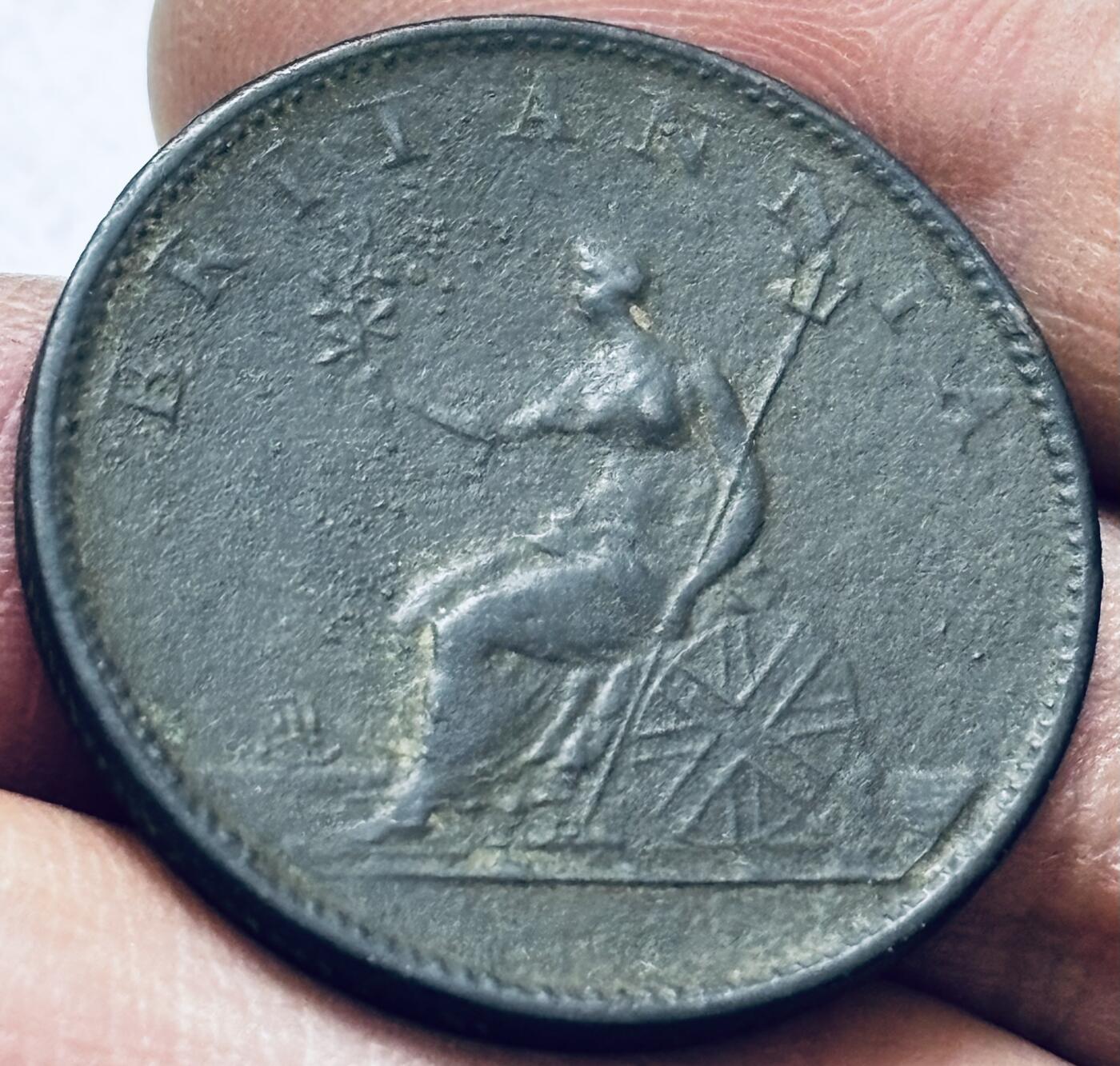 文馨钱币收藏 2026新年第四场（第 290 场）【长期接代拍品】 少见极美品 1896 年英国乔治三世小车轮半便士铜币，传世温润黑漆古包浆，细节完美