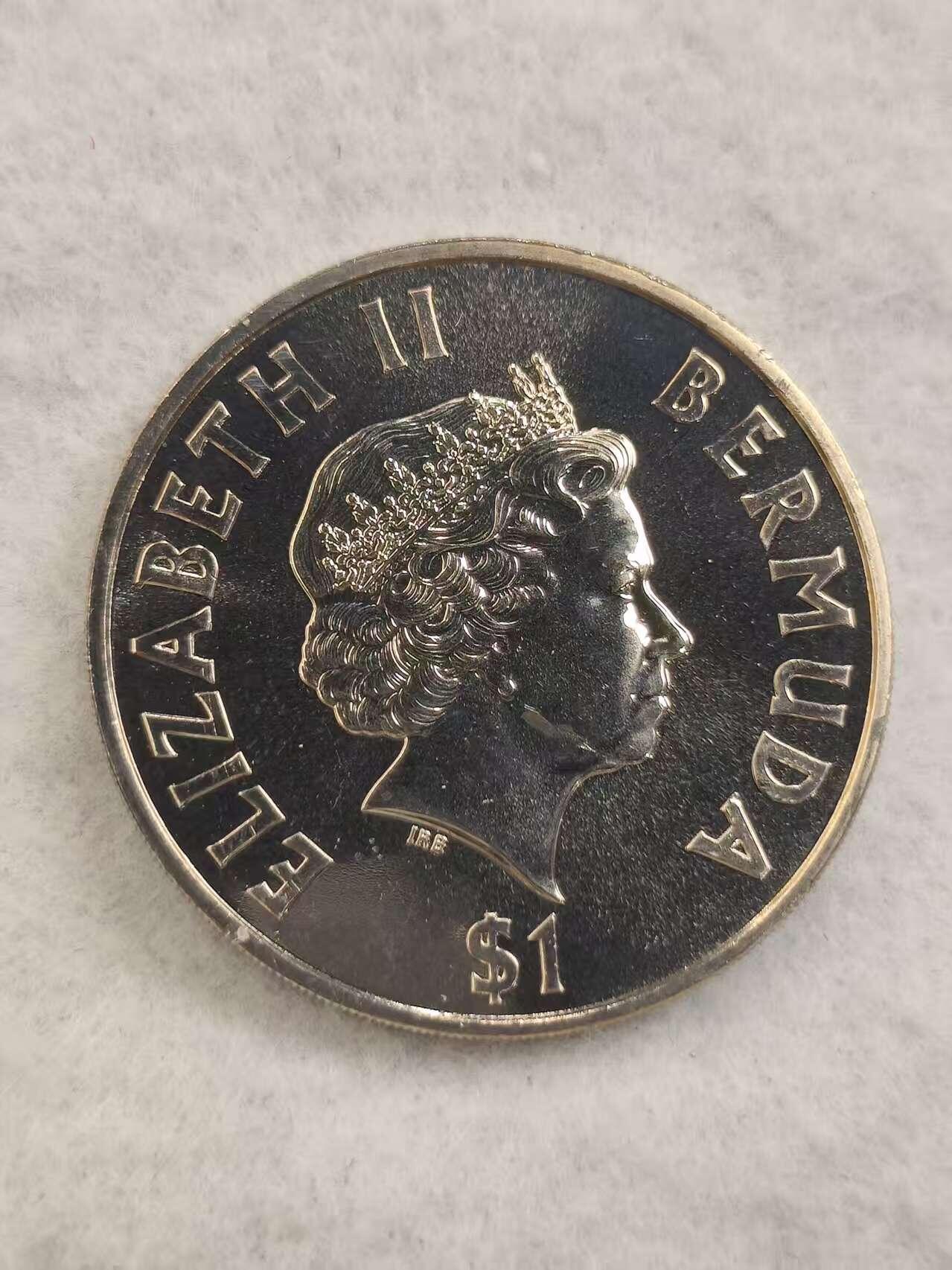 G&W世界散币，银币处理专场（第44场） 百慕大2002年1元  伊丽莎白二世登基50周年  克朗型