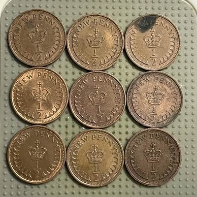 2026年第17场各国散币拍卖（总第167场） - 英国1/2便士9枚